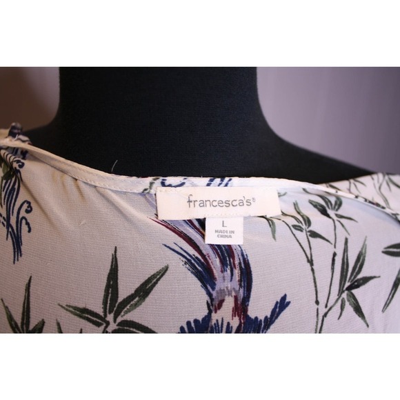Francesca's Swim Coverup Sheer Floral Birds Short Sleeve Deep V Neck L - Picture 3 of 3